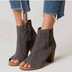 TOMS Majorca Peep Toe Perforated Laser Cut Booties Size 7.5